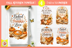 Fall Kitchen Towels Sublimation | Cozy autumn farmhouse PNG Product Image 1