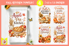 Fall Kitchen Towels Sublimation | Cozy autumn farmhouse PNG Product Image 1