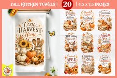 Fall Kitchen Towels Sublimation Bundle|Cozy autumn farmhouse Product Image 1
