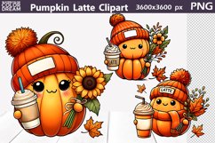 Cute Pumpkin Latte Clipart | Pumpkin Sublimation Product Image 1