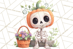 Pumpkin Skeletons Clipart PNG, Cute Halloween Clipart Product Image 4