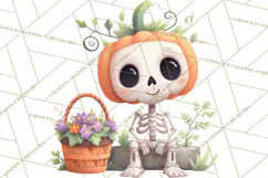 Pumpkin Skeletons Clipart PNG, Cute Halloween Clipart Product Image 4