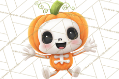 Pumpkin Skeletons Clipart PNG, Cute Halloween Clipart Product Image 3