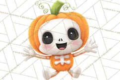 Pumpkin Skeletons Clipart PNG, Cute Halloween Clipart Product Image 3