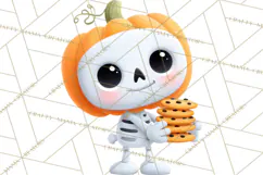 Pumpkin Skeletons Clipart PNG, Cute Halloween Clipart Product Image 4