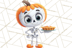 Pumpkin Skeletons Clipart PNG, Cute Halloween Clipart Product Image 5