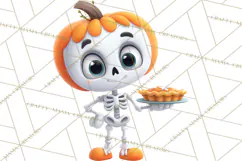 Pumpkin Skeletons Clipart PNG, Cute Halloween Clipart Product Image 5