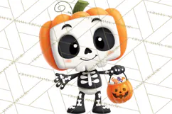 Pumpkin Skeletons Clipart PNG, Cute Halloween Clipart Product Image 2