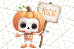 Pumpkin Skeletons Clipart PNG, Cute Halloween Clipart Product Image 5