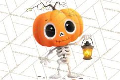 Pumpkin Skeletons Clipart PNG, Cute Halloween Clipart Product Image 3