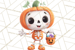 Pumpkin Skeletons Clipart PNG, Cute Halloween Clipart Product Image 4