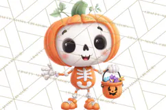 Pumpkin Skeletons Clipart PNG, Cute Halloween Clipart Product Image 4