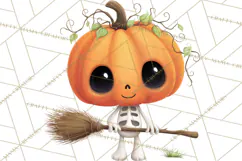 Pumpkin Skeletons Clipart PNG, Cute Halloween Clipart Product Image 5