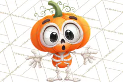 Pumpkin Skeletons Clipart PNG, Cute Halloween Clipart Product Image 3