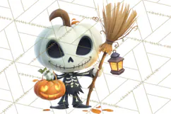 Pumpkin Skeletons Clipart PNG, Cute Halloween Clipart Product Image 3