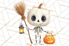 Pumpkin Skeletons Clipart PNG, Cute Halloween Clipart Product Image 4
