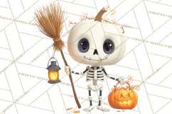 Pumpkin Skeletons Clipart PNG, Cute Halloween Clipart Product Image 4