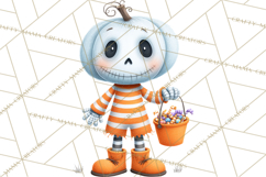 Pumpkin Skeletons Clipart PNG, Cute Halloween Clipart Product Image 5