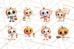 Pumpkin Skeletons Clipart PNG, Cute Halloween Clipart Product Image 5