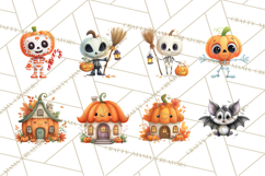 Pumpkin Skeletons Clipart PNG, Cute Halloween Clipart Product Image 6