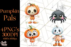 Pumpkin Skeletons Clipart PNG, Cute Halloween Clipart Product Image 1