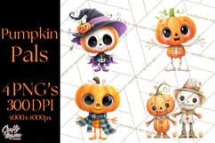 Pumpkin Skeletons Clipart PNG, Cute Halloween Clipart Product Image 1
