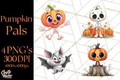 Pumpkin Skeletons Clipart PNG, Cute Halloween Clipart Product Image 1