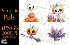 Pumpkin Skeletons Clipart PNG, Cute Halloween Clipart Product Image 1