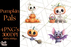 Pumpkin Skeletons Clipart PNG, Cute Halloween Clipart Product Image 1