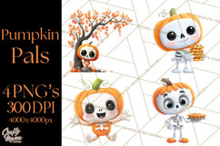 Pumpkin Skeletons Clipart PNG, Cute Halloween Clipart Product Image 1