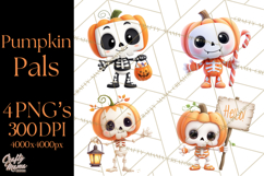 Pumpkin Skeletons Clipart PNG, Cute Halloween Clipart Product Image 1