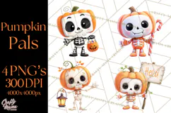 Pumpkin Skeletons Clipart PNG, Cute Halloween Clipart Product Image 1