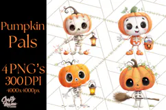 Pumpkin Skeletons Clipart PNG, Cute Halloween Clipart Product Image 1