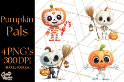 Pumpkin Skeletons Clipart PNG, Cute Halloween Clipart Product Image 1