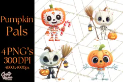 Pumpkin Skeletons Clipart PNG, Cute Halloween Clipart Product Image 1