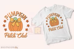 Halloween Fall, Pumpkin Coquette Bow PNG SVG T-shirt Design Product Image 2