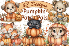 Pumpkin Patch Pals, Fall Woodland Animal Clipart PNG Product Image 1