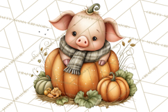 Pumpkin Patch Pals, Fall Woodland Animal Clipart PNG Product Image 4