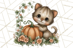 Pumpkin Patch Pals, Fall Woodland Animal Clipart PNG Product Image 4