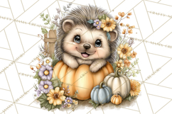 Pumpkin Patch Pals, Fall Woodland Animal Clipart PNG Product Image 3