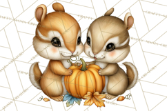 Pumpkin Patch Pals, Fall Woodland Animal Clipart PNG Product Image 3