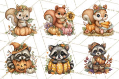 Pumpkin Patch Pals, Fall Woodland Animal Clipart PNG Product Image 4