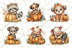 Pumpkin Patch Pals, Fall Woodland Animal Clipart PNG Product Image 3