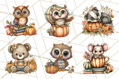 Pumpkin Patch Pals, Fall Woodland Animal Clipart PNG Product Image 5