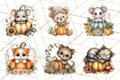 Pumpkin Patch Pals, Fall Woodland Animal Clipart PNG Product Image 6