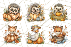 Pumpkin Patch Pals, Fall Woodland Animal Clipart PNG Product Image 7
