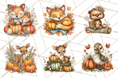 Pumpkin Patch Pals, Fall Woodland Animal Clipart PNG Product Image 8