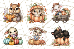 Pumpkin Patch Pals, Fall Woodland Animal Clipart PNG Product Image 2