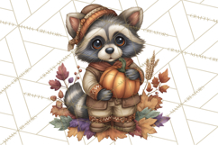 Pumpkin Patch Pals, Fall Woodland Animal Clipart PNG Product Image 3