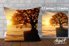 Halloween Pillow cover sublimation, pumpkin, fantasy design Product Image 1